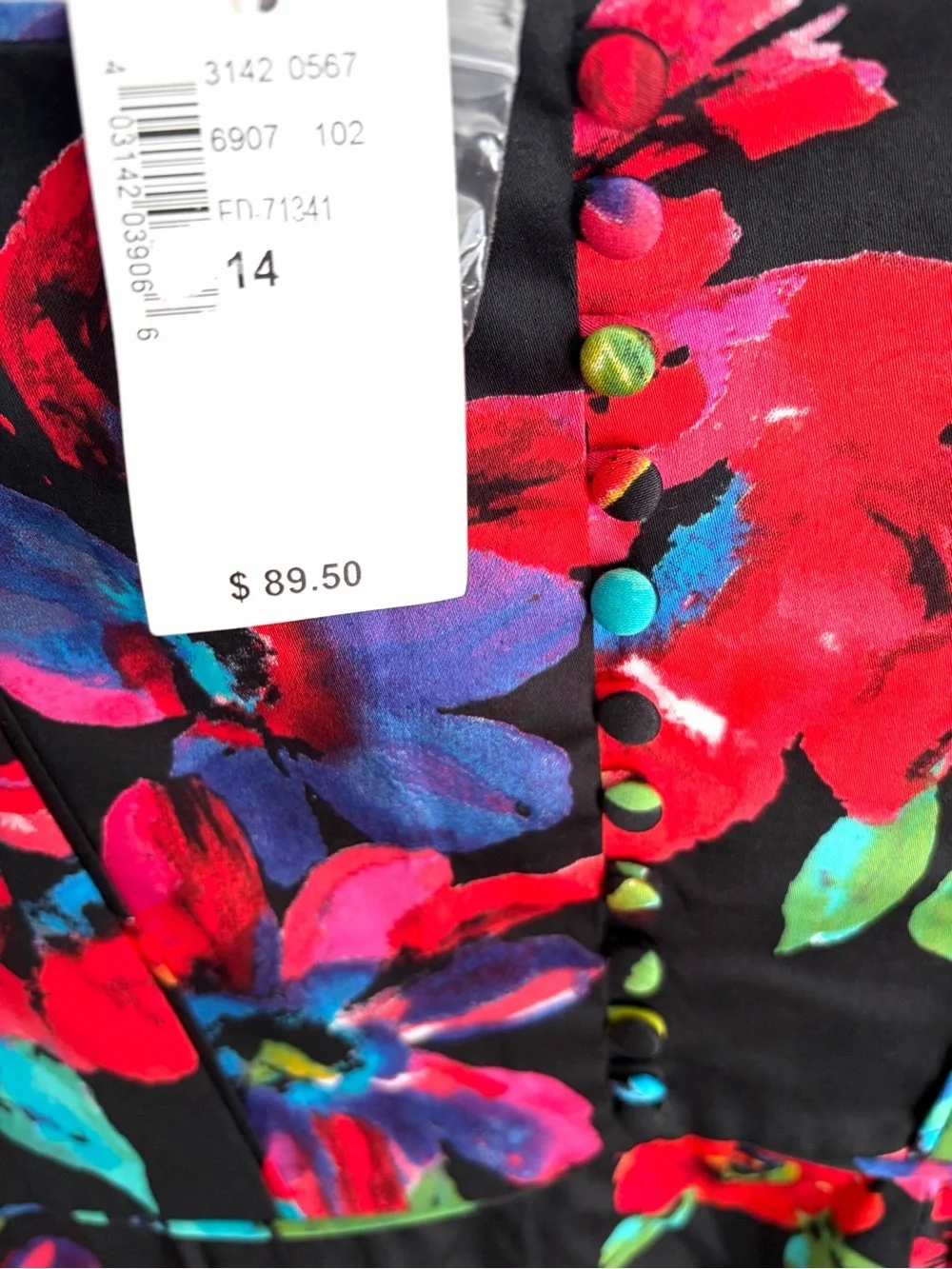 Tropical Floral Cotton Blend Fit and Flare Dress - Size 14 - NWT - Picture 4 of 8